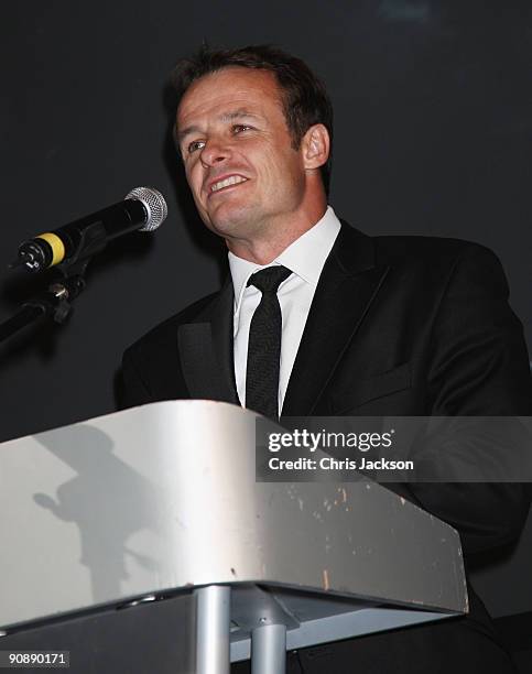 Austin Healey leads the auction during the Collars and Cuffs Ball at the Royal Opera House on September 17, 2009 in London, England.