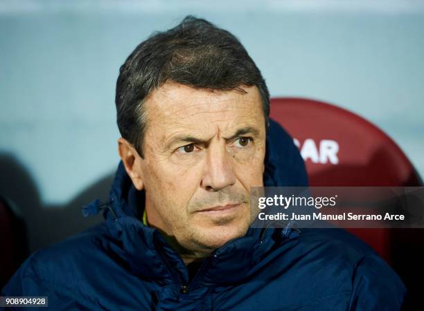 Head coach Jose Manuel Gonzalez of Malaga CF looks on prior to the start the La Liga match between SD Eibar and Malaga CF at Ipurua Municipal Stadium...