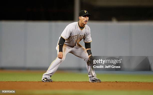 Ronny Cedeno of the Pittsburgh Pirates plays against the Los Angeles Dodgers at Dodger Stadium on September 14, 2009 in Los Angeles, California.