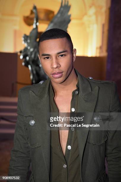 Olivier Rousteing attends the Giambattista Valli Haute Couture Spring Summer 2018 show as part of Paris Fashion Week on January 22, 2018 in Paris,...