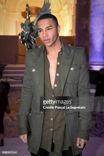 Olivier Rousteing attends the Giambattista Valli Haute Couture Spring Summer 2018 show as part of Paris Fashion Week on January 22, 2018 in Paris,...