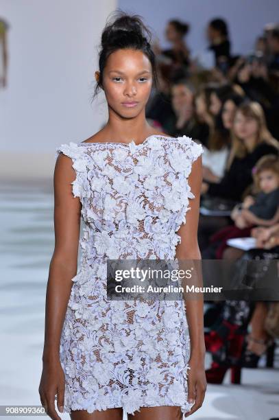 Model Lais Ribeiro walks the runway during the Celia Kritharioti Spring Summer 2018 show as part of Paris Fashion Week on January 22, 2018 in Paris,...