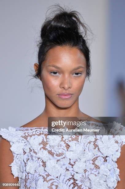 Model Lais Ribeiro walks the runway during the Celia Kritharioti Spring Summer 2018 show as part of Paris Fashion Week on January 22, 2018 in Paris,...