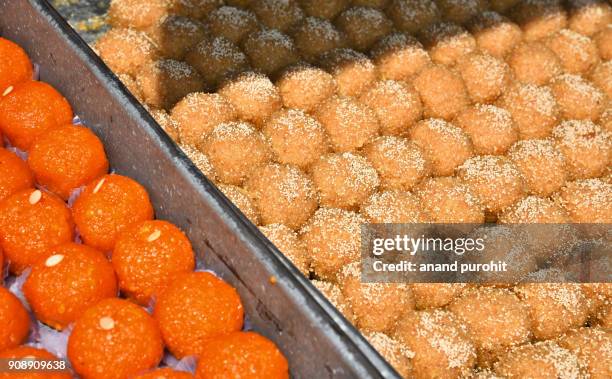 indian sweets motichoor ladoo or laddu - laddoo stock pictures, royalty-free photos & images