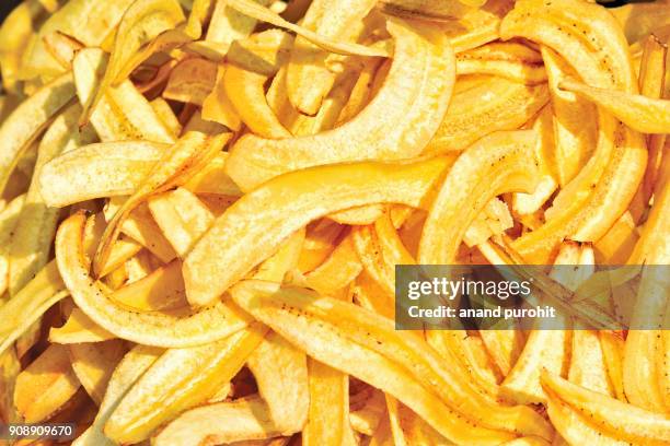 banana chips-wafers or plantain chips - banana plantain stock pictures, royalty-free photos & images