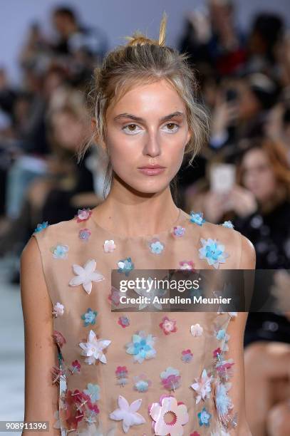 Model walks the runway during the Celia Kritharioti Spring Summer 2018 show as part of Paris Fashion Week on January 22, 2018 in Paris, France.