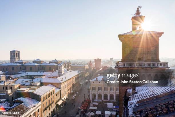 winter in ferrara, with snow - ferrara stock pictures, royalty-free photos & images