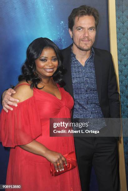 Actress Octavia Spencer and Michael Shannon arrive for the Premiere Of Fox Searchlight Pictures' "The Shape Of Water" held at Academy Of Motion...