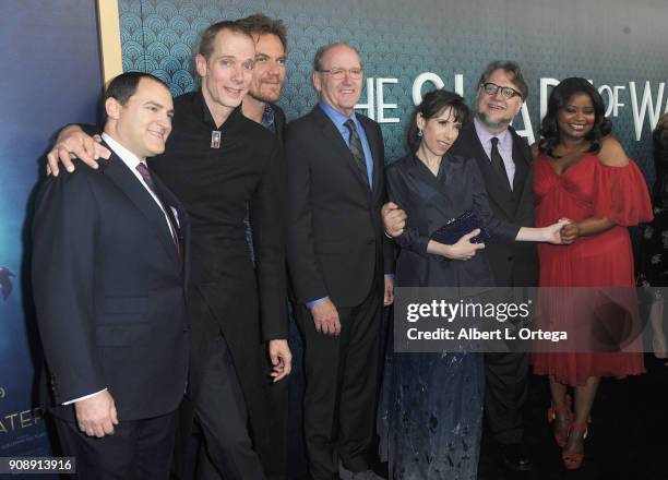 Cast Michael Stuhlbarg, Doug Jones, Michael Shannon, Sally Hawkins, Octavia Spencer and Richard Jenkins arrives for the Premiere Of Fox Searchlight...