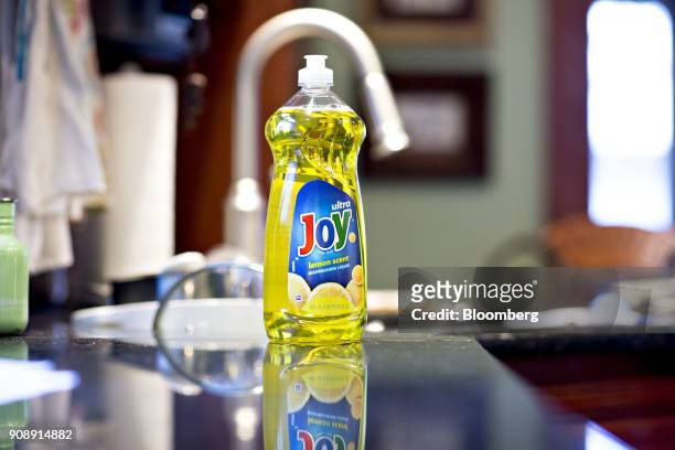 Procter & Gamble Co. Joy brand dishwashing liquid is arranged for a photograph in Tiskilwa, Illinois, U.S., on Monday, Jan. 22, 2018. Procter &...