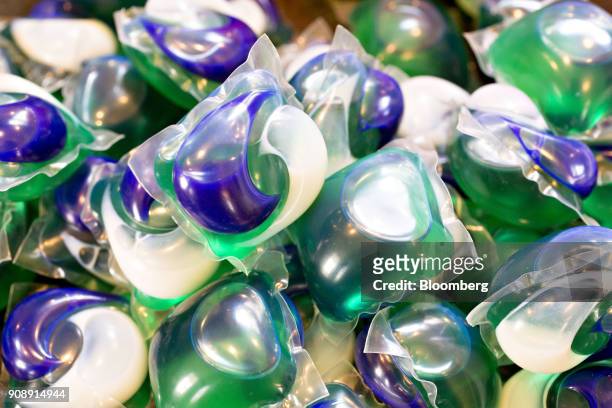 Procter & Gamble Co. Tide Pods brand laundry detergent is arranged for a photograph in Tiskilwa, Illinois, U.S., on Monday, Jan. 22, 2018. Procter &...