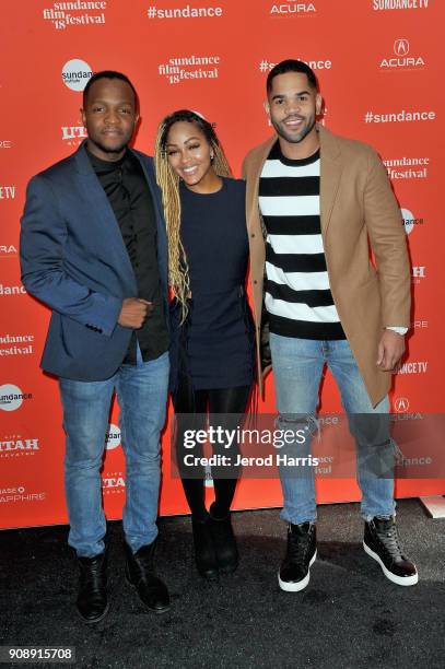 Screenwriter Qasim Basir, actors Meagan Good and Dijon Talton attend the "A Boy, A Girl, A Dream" Premiere during the 2018 Sundance Film Festival at...