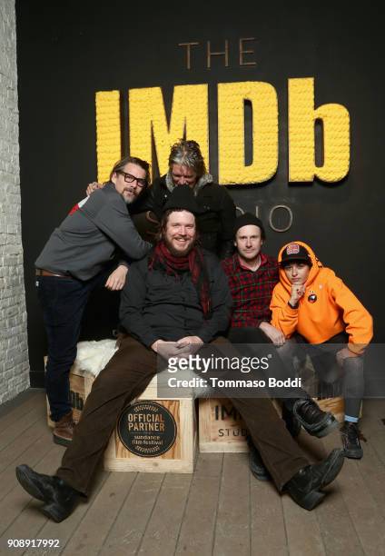 Ethan Hawke, Charlie Sexton, Ben Dickey, Josh Hamilton, and Alia Shawkat of 'Blaze' attend The IMDb Studio and The IMDb Show on Location at The...