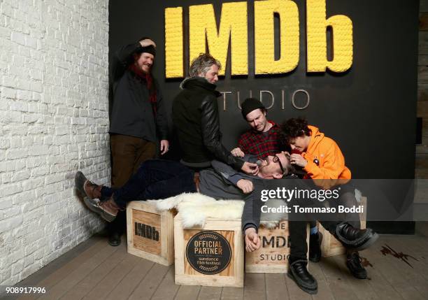 Ethan Hawke, Charlie Sexton, Ben Dickey, Josh Hamilton, and Alia Shawkat of 'Blaze' attend The IMDb Studio and The IMDb Show on Location at The...