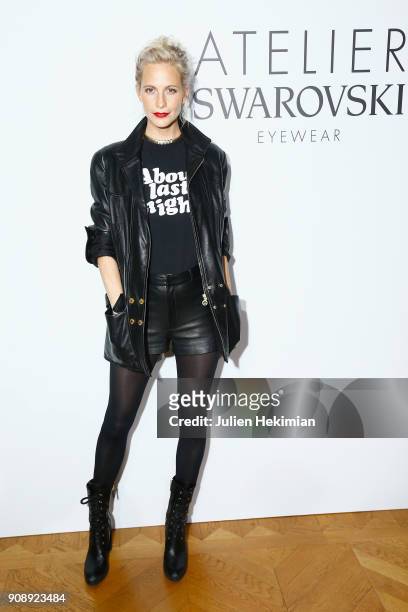 Poppy Delevingne attends the Atelier Swarovski Eyewear Dinner as part of Paris Fashion Week at Hotel Crillon on January 22, 2018 in Paris, France.