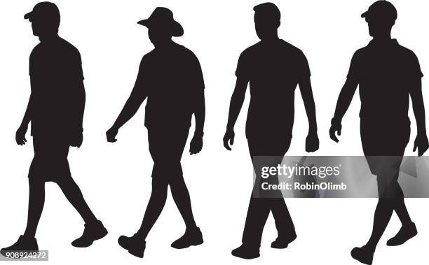 illustrazioni stock, clip art, cartoni animati e icone di tendenza di sagome da uomo che camminano - tre quarti anteriore