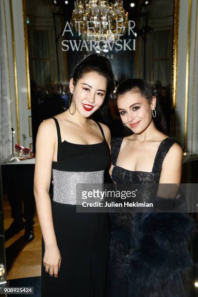 Zuo An Xiao and Marta Pozzan attend the Atelier Swarovski Eyewear Dinner as part of Paris Fashion Week at Hotel Crillon on January 22, 2018 in Paris,...