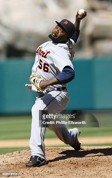 Tigers relief pitcher Fernando Rodney pitched two innings striking out three at Angels Stadium Tuesday April 24, 2007. Angels won the game in 10...
