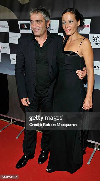 Director David Carreras and his wife attend the premiere of the film "Flores Negras" at Cine Comedia on September 17, 2009 in Barcelona, Spain.