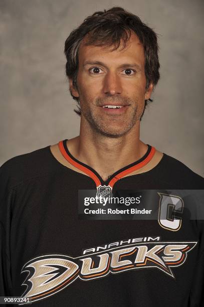 Scott Niedermayer of the Anaheim Ducks poses for his official headshot for the 2009-2010 NHL season.