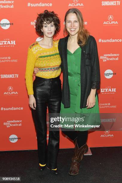 Miranda July and director Josephine Decker attend the "Madeline's Madeline" Premiere during the 2018 Sundance Film Festival at Park City Library on...