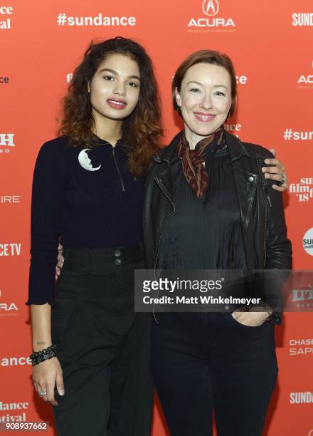 Actors Helena Howard and Molly Parker attend the "Madeline's Madeline" Premiere during the 2018 Sundance Film Festival at Park City Library on...
