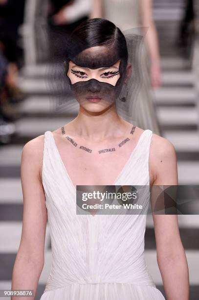 He Cong walks the runway during the Christian Dior Spring Summer 2018 show as part of Paris Fashion Week on January 22, 2018 in Paris, France.