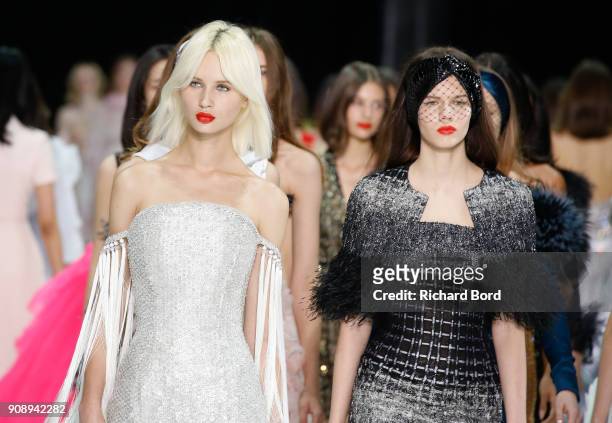 Models walk the runway during the Ralph & Russo Spring Summer 2018 show as part of Paris Fashion Week on January 22, 2018 in Paris, France.