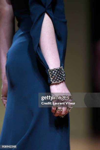 Model walks the runway during the Antonio Grimaldi Haute Couture Spring Summer 2018 show as part of Paris Fashion Week on January 22, 2018 in Paris,...