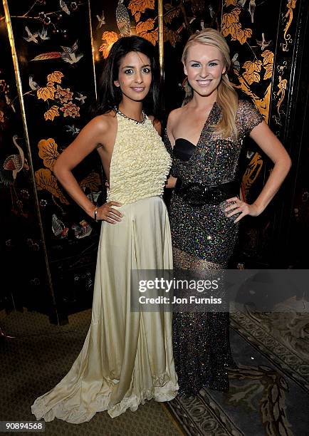 Presenters Konnie Huq and Zoe Salmon attend the Ndoro Children's Charities fundraising gala at Dorchester Hotel on September 17, 2009 in London,...