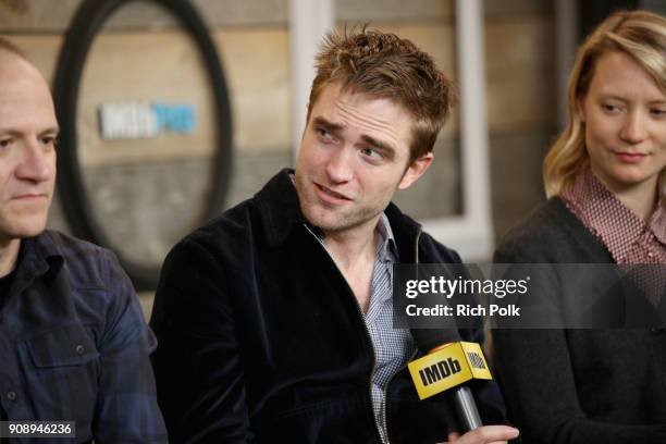 David Zellner, Robert Pattinson and Mia Wasikowska of 'Damsel' attend The IMDb Studio and The IMDb Show on Location at The Sundance Film Festival on...