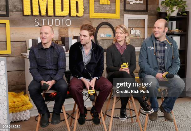 David Zellner, Robert Pattinson, Mia Wasikowska, and Nathan Zellner of 'Damsel' attend The IMDb Studio and The IMDb Show on Location at The Sundance...