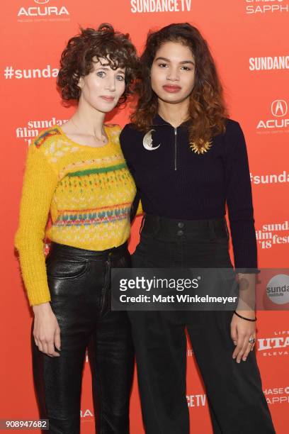 Actors Miranda July and Helena Howard attend the "Madeline's Madeline" Premiere during the 2018 Sundance Film Festival at Park City Library on...