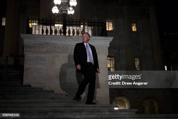 Rep. Mark Meadows leaves the House chamber after the House approved the continuing resolution to fund the federal government, Capitol Hill, January...