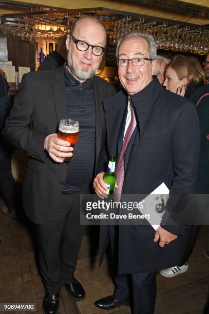 Ade Edmondson and Ben Elton attend the press night after party for "Lady Windermere's Fan" at The Porterhouse on January 22, 2018 in London, England.