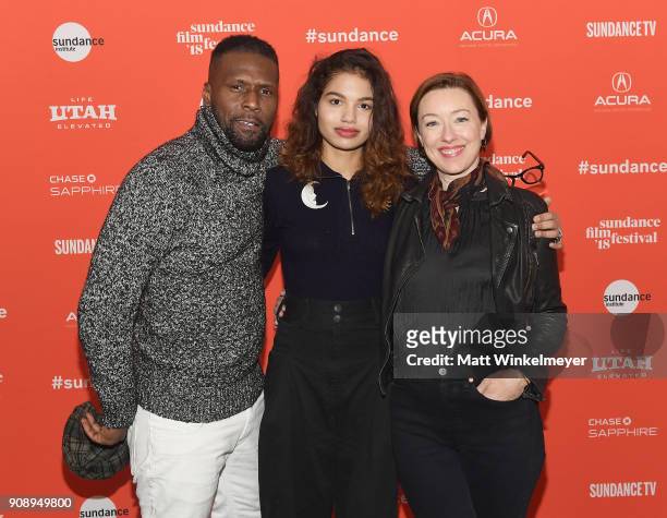 Actors Curtiss Cook, Helena Howard and Molly Parker attend the "Madeline's Madeline" Premiere during the 2018 Sundance Film Festival at Park City...
