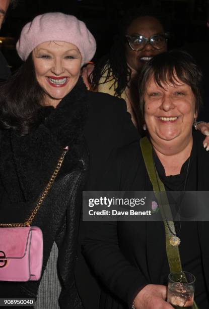 Frances Barber and director Kathy Burke attend the press night after party for "Lady Windermere's Fan" at The Porterhouse on January 22, 2018 in...