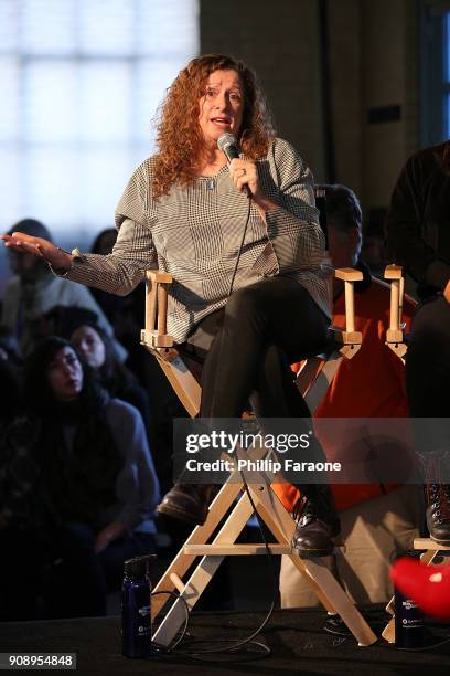 Abigail Disney speaks onstage at The Sundance Institute, Refinery29, and DOVE Chocolate Present 2018 Women at Sundance Brunch at The Shop on January...