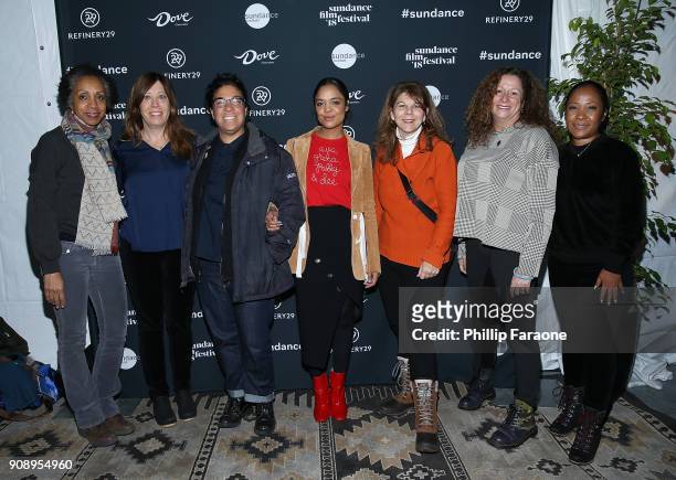 Nina Shaw, Kirsten Schaffer, Angela Robinson, Tessa Tompson, Dr. Stacy L. Smith, Abigal Disney, and Tilane Jones attend The Sundance Institute,...