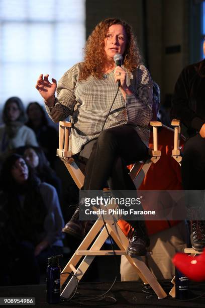 Abigail Disney speaks onstage at The Sundance Institute, Refinery29, and DOVE Chocolate Present 2018 Women at Sundance Brunch at The Shop on January...