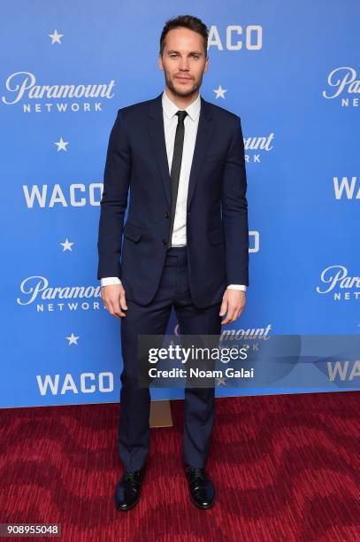 Actor Taylor Kitsch attends the world premiere of WACO presented by Paramount Network at Jazz at Lincoln Center on January 22, 2018 in New York City.