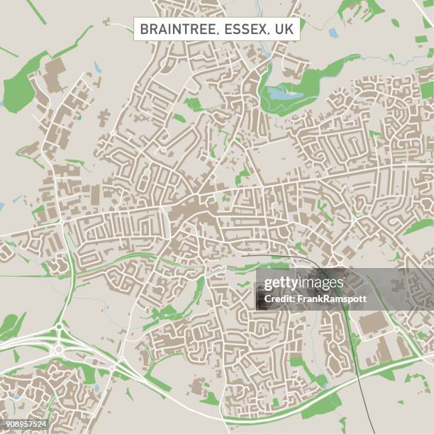 braintree essex uk city street map - essex stock illustrations