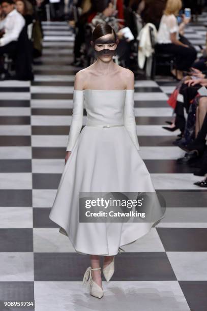 Model walks the runway at the Christian Dior Spring Summer 2018 fashion show during Paris Haute Couture Fashion Week on January 22, 2018 in Paris,...