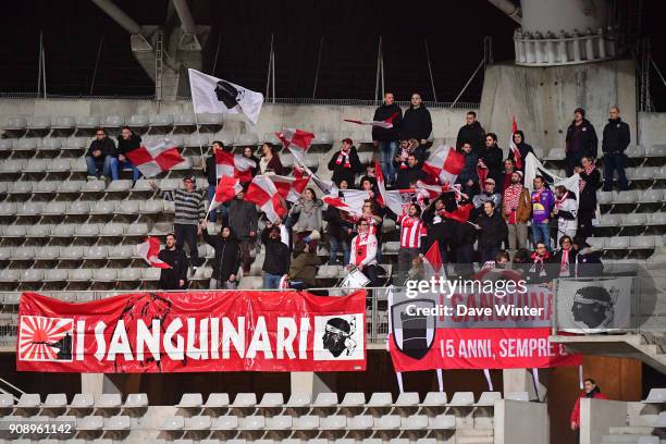 Ajaccio fans during the Ligue 2 match between Paris FC and AC Ajaccio on January 22, 2018 in Paris, France.