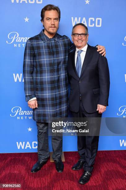 Actor Michael Shannon, and Kevin Kay, President of Paramount Network, TV Land and CMT attend the world premiere of WACO presented by Paramount...