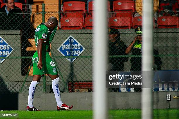 Jerry Nelson Palacios of Marathon reacts in lament during their match as part of the Concacaf Champions League at Nemesio Diez Stadium on September...