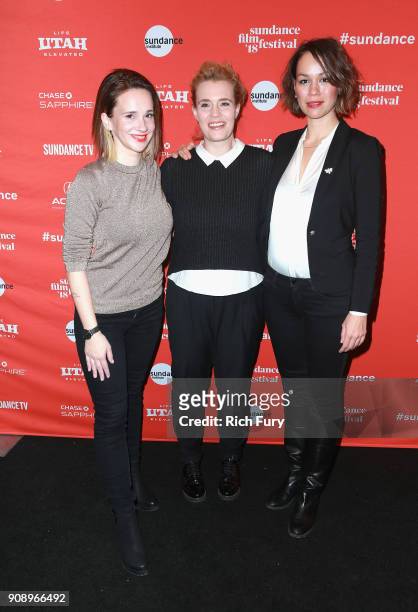 Viki Reka Kiss, Bernadett Tuza-Ritt, and Julianna Ugrin attend the "A Woman Captured" Premiere during the 2018 Sundance Film Festival at Park Avenue...