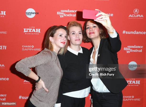 Viki Reka Kiss, Bernadett Tuza-Ritt, and Julianna Ugrin attend the "A Woman Captured" Premiere during the 2018 Sundance Film Festival at Park Avenue...