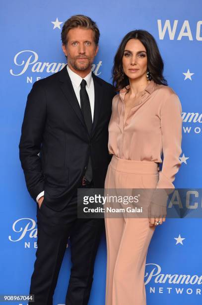 Actors Paul Sparks and Annie Parisse attend the world premiere of WACO presented by Paramount Network at Jazz at Lincoln Center on January 22, 2018...