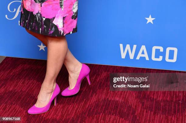 Actress Stephanie Kurtzuba, shoe detail, attends the world premiere of WACO presented by Paramount Network at Jazz at Lincoln Center on January 22,...